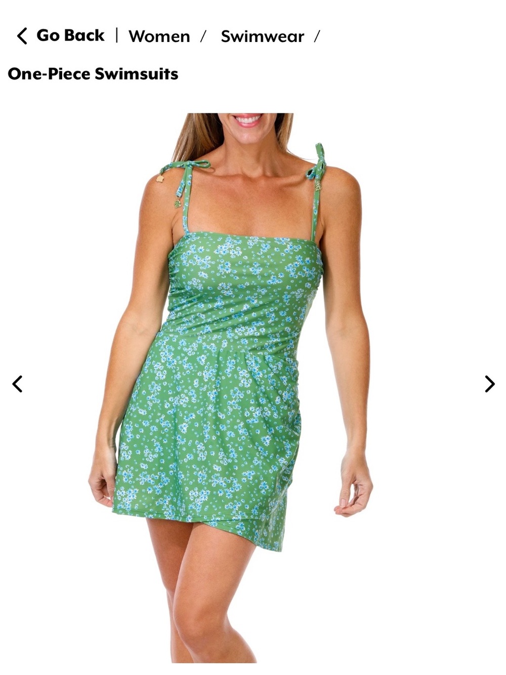 Draper James Green Floral Tie-Shoulder One-Piece Swim Dress